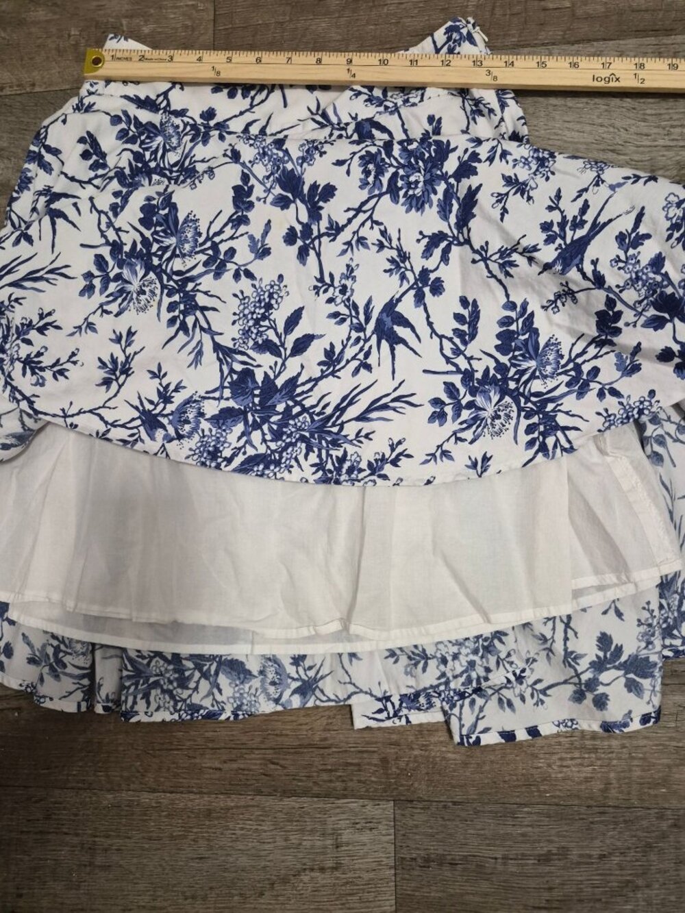 J. Peterman Blue & White Floral Bird A-Line Skirt Size 2 100% Cotton Lined - Picture 9 of 9